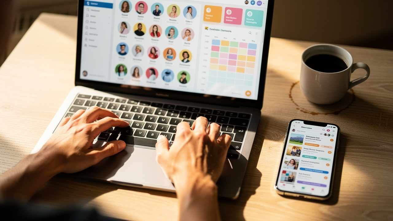 Person selecting the right all-in-one social media management platform